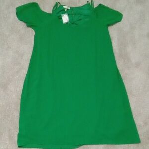 Nwt Maurices Vibrant Green Casual Cold Shoulder Cross Dress